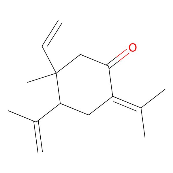 2D Structure of 4-Isopropenyl-5-methyl-2-(1-methylethylidene)-5-vinylcyclohexanone