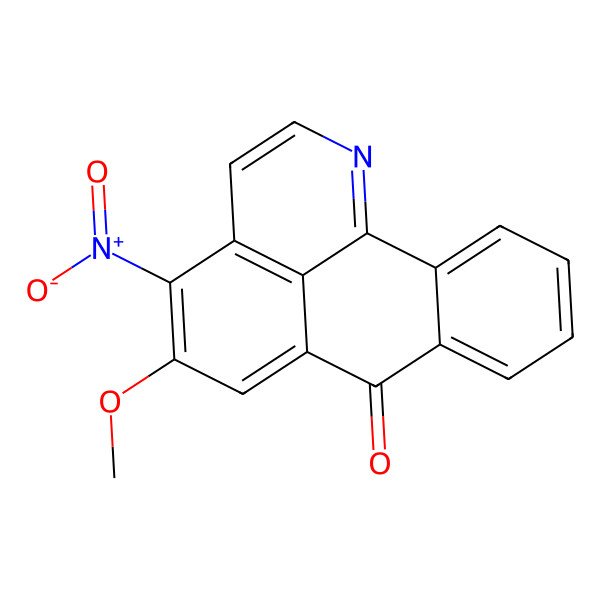 2D Structure of 11-Methoxy-12-nitro-16-azatetracyclo[7.7.1.02,7.013,17]heptadeca-1(16),2,4,6,9,11,13(17),14-octaen-8-one