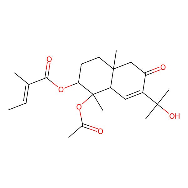 2D Structure of [(1S,2R,4aR,8aR)-1-acetyloxy-7-(2-hydroxypropan-2-yl)-1,4a-dimethyl-6-oxo-3,4,5,8a-tetrahydro-2H-naphthalen-2-yl] (Z)-2-methylbut-2-enoate