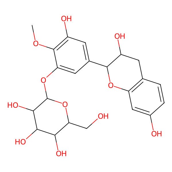 2D Structure of 4'-O-methylrobinetinidol 3'-O-beta-D-glucopyranoside