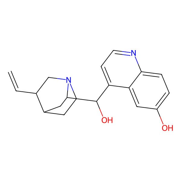 2D Structure of 4-[(R)-[(2S,5R)-5-ethenyl-1-azabicyclo[2.2.2]octan-2-yl]-hydroxymethyl]quinolin-6-ol