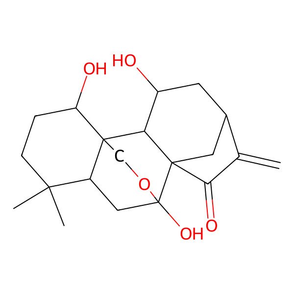 2D Structure of (1R,2S,3S,5S,8S,9S,11R,15S)-3,9,15-trihydroxy-12,12-dimethyl-6-methylidene-17-oxapentacyclo[7.6.2.15,8.01,11.02,8]octadecan-7-one