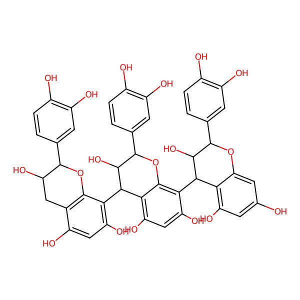 2D Structure of (2R,2'R,2''R)-2alpha,2'alpha,2''alpha-Tris(3,4-dihydroxyphenyl)-4alpha,8':4'alpha,8''-terchroman-3beta,3'beta,3''alpha,5,5',5'',7,7',7''-nonol