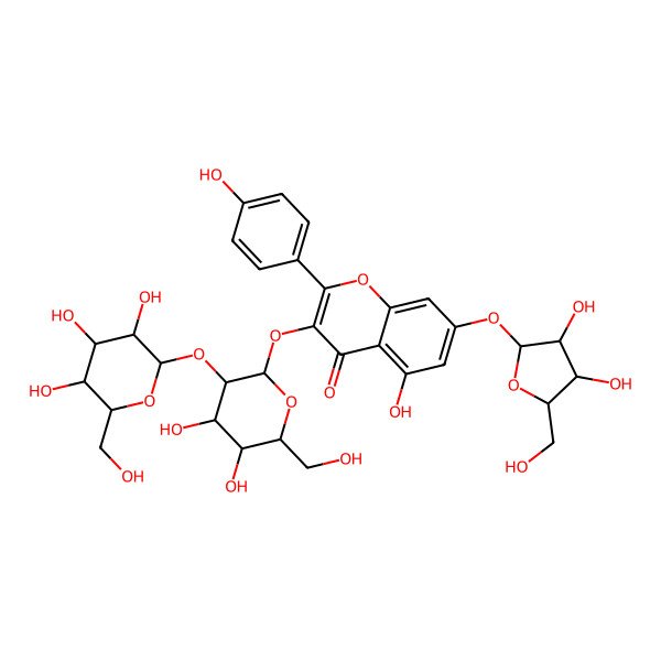 2D Structure of 7-(alpha-L-Arabinofuranosyloxy)-4',5-dihydroxy-3-(2-O-beta-D-glucopyranosyl-beta-D-glucopyranosyloxy)flavone