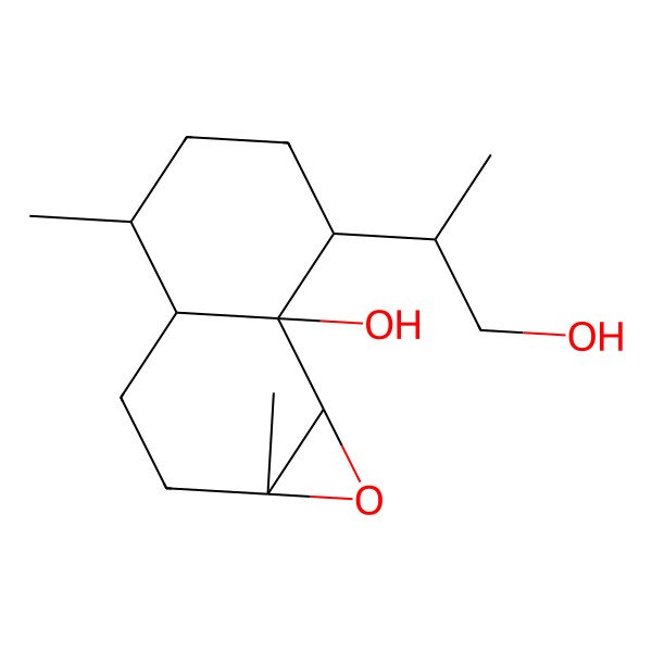 2D Structure of (1aR,3aS,4R,7S,7aR,7bS)-7-[(2R)-1-hydroxypropan-2-yl]-1a,4-dimethyl-2,3,3a,4,5,6,7,7b-octahydronaphtho[1,2-b]oxiren-7a-ol