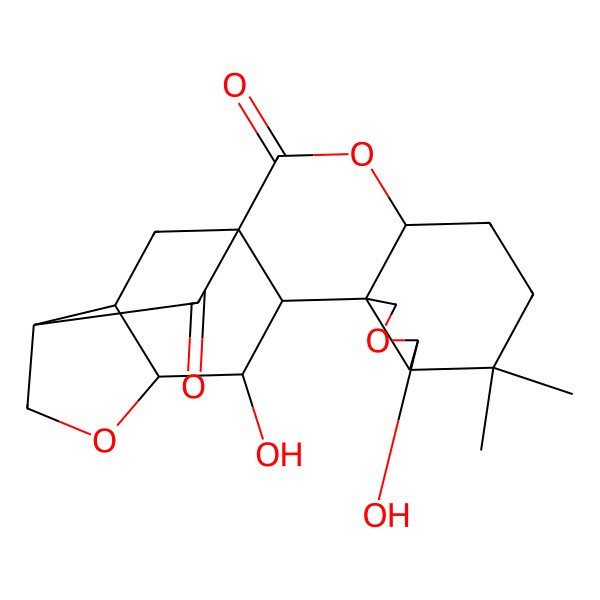2D Structure of (6R,9S,13R,16S)-1alpha,6,11alpha-Trihydroxy-15-oxo-6,20:12beta,17-diepoxy-6,7-secokaurane-7-oic acid 7,1-lactone