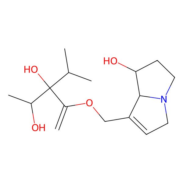 2D Structure of (2R,3R)-4-[[(7R)-7-hydroxy-5,6,7,8-tetrahydro-3H-pyrrolizin-1-yl]methoxy]-3-propan-2-ylpent-4-ene-2,3-diol