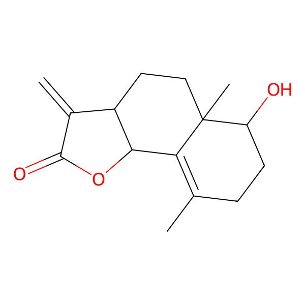 2D Structure of (3aS,5aR,6R)-6-hydroxy-5a,9-dimethyl-3-methylidene-4,5,6,7,8,9b-hexahydro-3aH-benzo[g][1]benzofuran-2-one