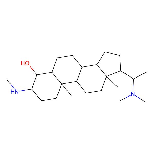2D Structure of 17-[1-(dimethylamino)ethyl]-10,13-dimethyl-3-(methylamino)-2,3,4,5,6,7,8,9,11,12,14,15,16,17-tetradecahydro-1H-cyclopenta[a]phenanthren-4-ol