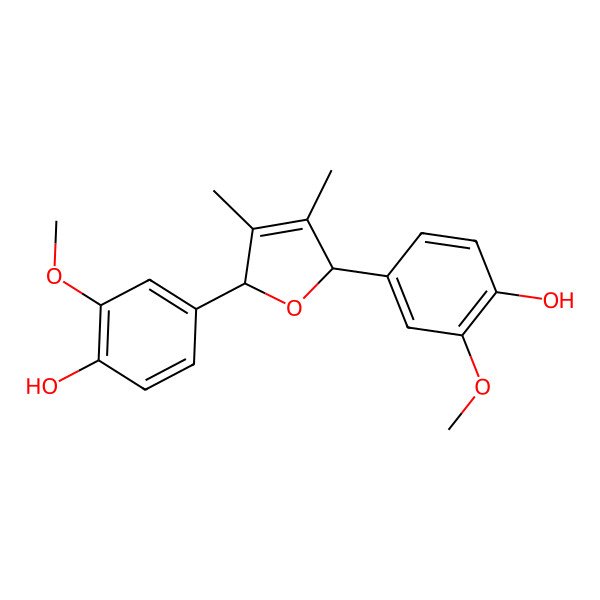 2D Structure of 4,4'-(3,4-Dimethyl-2,5-dihydrofuran-2alpha,5beta-diyl)bis(2-methoxyphenol) 2D Structure of 4,4'-(3,4-Dimethyl-2,5-dihydrofuran-2alpha,5beta-diyl)bis(2-methoxyphenol)