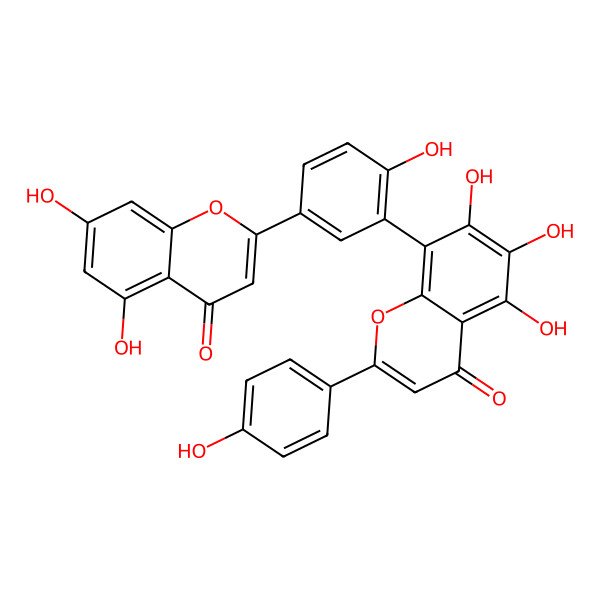 2D Structure of 8-[5-(5,7-Dihydroxy-4-oxochromen-2-yl)-2-hydroxyphenyl]-5,6,7-trihydroxy-2-(4-hydroxyphenyl)chromen-4-one