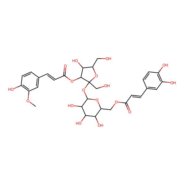 2D Structure of [(2R,3S,4S,5R,6R)-3,4,5-trihydroxy-6-[(2S,3S,4R,5R)-4-hydroxy-3-[(E)-3-(4-hydroxy-3-methoxyphenyl)prop-2-enoyl]oxy-2,5-bis(hydroxymethyl)oxolan-2-yl]oxyoxan-2-yl]methyl (E)-3-(3,4-dihydroxyphenyl)prop-2-enoate