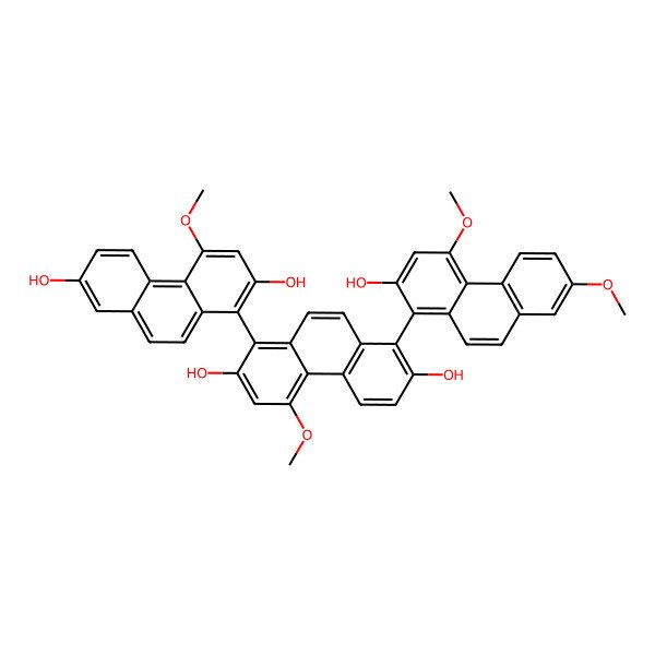 2D Structure of 4,4',4'',7''-Tetramethoxy-1,1':8',1''-terphenanthrene-2,2',2'',7,7'-pentaol 2D Structure of 4,4',4'',7''-Tetramethoxy-1,1':8',1''-terphenanthrene-2,2',2'',7,7'-pentaol