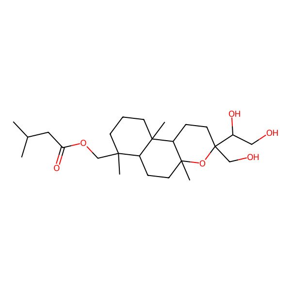 2D Structure of [(3S,4aS,6aS,7R,10aR,10bS)-3-[(1S)-1,2-dihydroxyethyl]-3-(hydroxymethyl)-4a,7,10a-trimethyl-2,5,6,6a,8,9,10,10b-octahydro-1H-benzo[f]chromen-7-yl]methyl 3-methylbutanoate