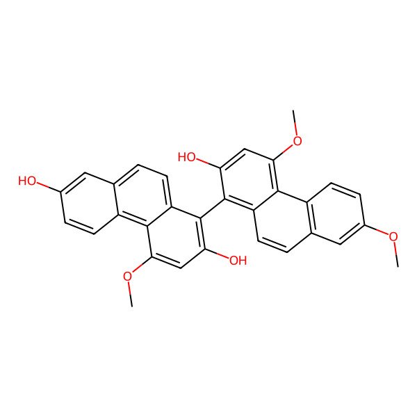 2D Structure of 4,4',7'-Trimethoxy-1,1'-biphenanthrene-2,2',7-triol