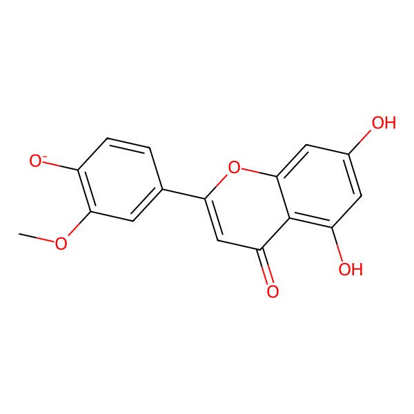 2D Structure of 4',5-Dihydroxy-3'-methoxyflavon-7-olate(1-)