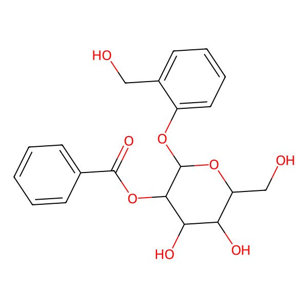 2D Structure of [4,5-Dihydroxy-6-(hydroxymethyl)-2-[2-(hydroxymethyl)phenoxy]oxan-3-yl] benzoate