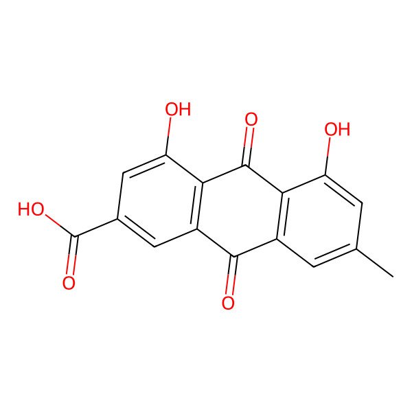 2D Structure of 4,5-Dihydroxy-7-methyl-9,10-dioxoanthracene-2-carboxylic acid