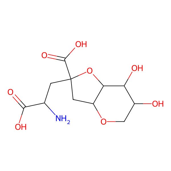 2D Structure of (2r,3ar,6r,7r,7ar)-2-[(2s)-2-Amino-2-Carboxyethyl]-6,7-Dihydroxyhexahydro-2h-Furo[3,2-B]pyran-2-Carboxylic Acid