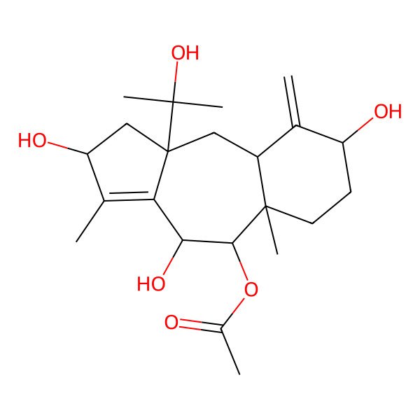 2D Structure of [(2S,4R,5R,5aR,8S,9aR,10aS)-2,4,8-trihydroxy-10a-(2-hydroxypropan-2-yl)-3,5a-dimethyl-9-methylidene-2,4,5,6,7,8,9a,10-octahydro-1H-benzo[g]azulen-5-yl] acetate