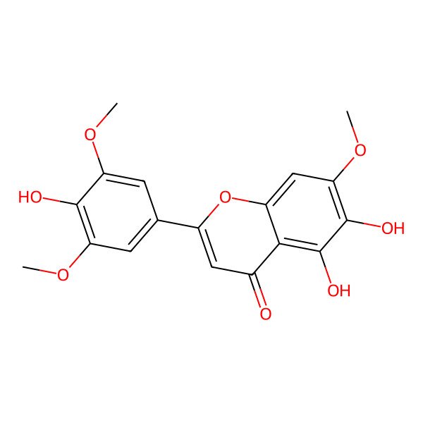 2D Structure of 5,6-Dihydroxy-2-(4-hydroxy-3,5-dimethoxyphenyl)-7-methoxychromen-4-one 2D Structure of 5,6-Dihydroxy-2-(4-hydroxy-3,5-dimethoxyphenyl)-7-methoxychromen-4-one