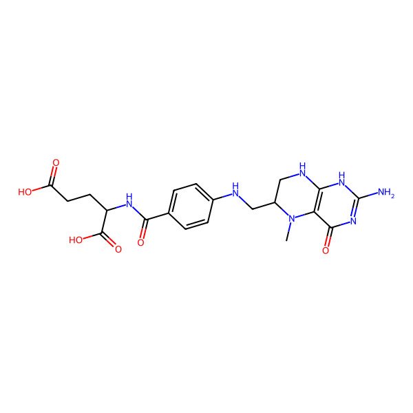 2D Structure of (2S)-2-[[4-[[(6S)-2-amino-5-methyl-4-oxo-1,6,7,8-tetrahydropteridin-6-yl]methylamino]benzoyl]amino]pentanedioic acid