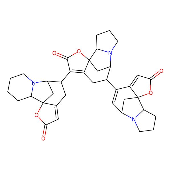 2D Structure of (1R,2S,8R,9S)-9-[(1S,7S,8S,13R)-3-oxo-7-[(1S,8S,13R)-3-oxo-2-oxa-9-azatetracyclo[6.5.1.01,5.09,13]tetradeca-4,6-dien-6-yl]-2-oxa-9-azatetracyclo[6.5.1.01,5.09,13]tetradec-4-en-4-yl]-14-oxa-7-azatetracyclo[6.6.1.01,11.02,7]pentadec-11-en-13-one