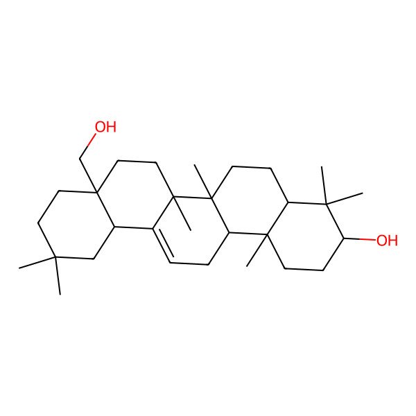 2D Structure of (4aR,6aR,6bS,8aS,12aS,14aR,14bR)-8a-(hydroxymethyl)-4,4,6a,6b,11,11,14b-heptamethyl-1,2,3,4a,5,6,7,8,9,10,12,12a,14,14a-tetradecahydropicen-3-ol