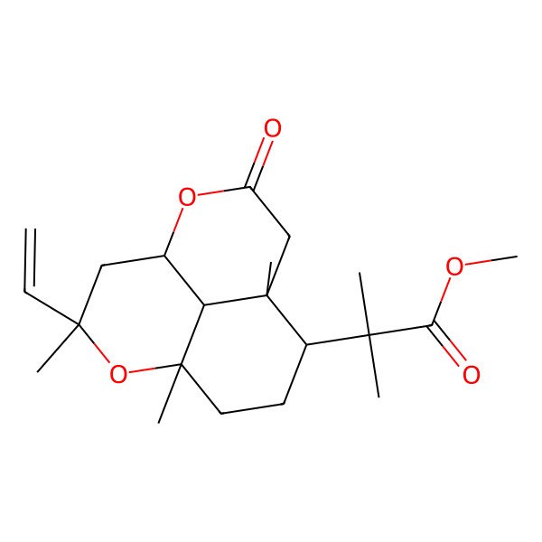 2D Structure of methyl 2-[(1S,3R,5S,9R,10S,13R)-3-ethenyl-1,3,9-trimethyl-7-oxo-2,6-dioxatricyclo[7.3.1.05,13]tridecan-10-yl]-2-methylpropanoate
