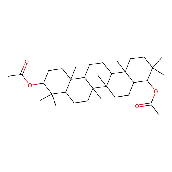 2D Structure of [(3S,4aR,6aS,6aS,6bS,8aS,9R,12aS,14aS,14bR)-9-acetyloxy-4,4,6a,6b,10,10,12a,14b-octamethyl-1,2,3,4a,5,6,6a,7,8,8a,9,11,12,13,14,14a-hexadecahydropicen-3-yl] acetate