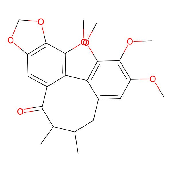 2D Structure of (7S,8S,Rbiar)-6,6,7,8-tetrahydro-12,13-methylenedioxy-1,2,3,14-tetramethoxy-7,8-dimethyldibenzo[a,c]cycloocten-9-one