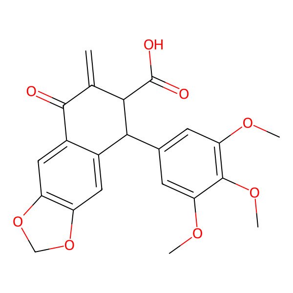 2D Structure of (7S,8R)-6-Methylidene-5-oxo-8-(3,4,5-trimethoxyphenyl)-7,8-dihydrobenzo[f][1,3]benzodioxole-7-carboxylic acid