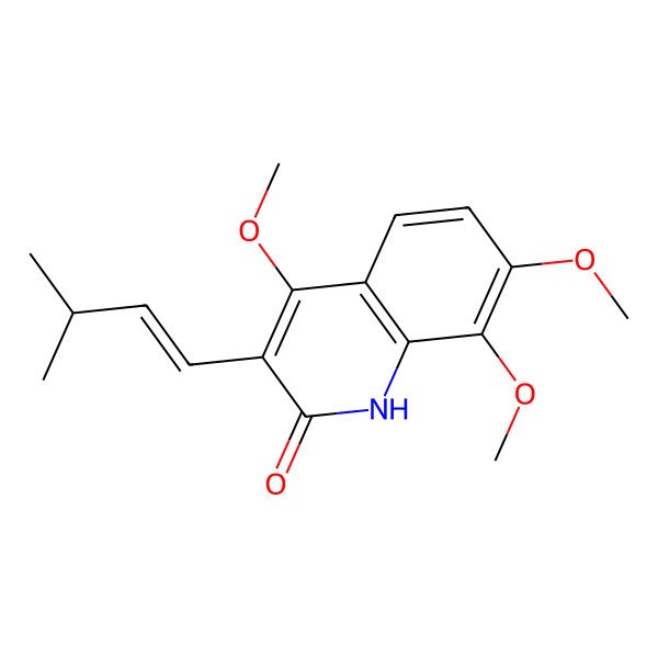 2D Structure of 4,7,8-trimethoxy-3-[(E)-3-methylbut-1-enyl]-1H-quinolin-2-one