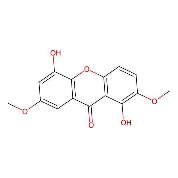 2D Structure of 4,8-Dihydroxy-2,7-di-methoxy-xanthene-9-one