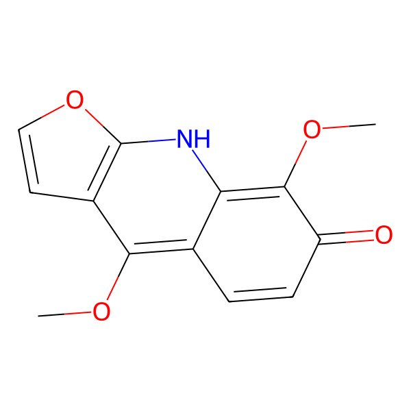 2D Structure of 4,8-dimethoxy-9H-furo[2,3-b]quinolin-7-one