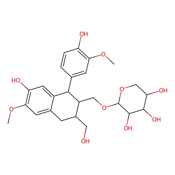 2D Structure of (2R,3R,4S,5R)-2-[[(2R,3R)-7-hydroxy-1-(4-hydroxy-3-methoxyphenyl)-3-(hydroxymethyl)-6-methoxy-1,2,3,4-tetrahydronaphthalen-2-yl]methoxy]oxane-3,4,5-triol