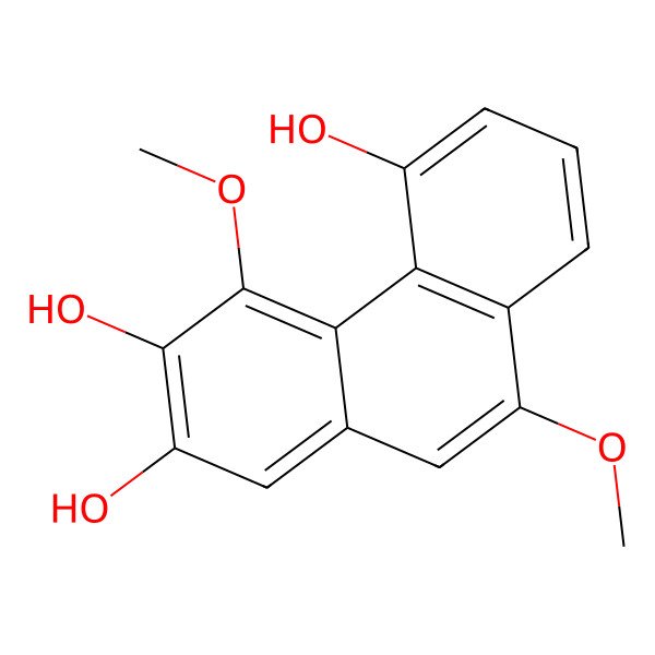 2D Structure of 4,9-Dimethoxyphenanthrene-2,3,5-Triol