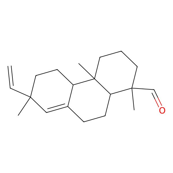 2D Structure of (1R,4aR,4bS,7R,10aR)-7-ethenyl-1,4a,7-trimethyl-3,4,4b,5,6,9,10,10a-octahydro-2H-phenanthrene-1-carbaldehyde 2D Structure of (1R,4aR,4bS,7R,10aR)-7-ethenyl-1,4a,7-trimethyl-3,4,4b,5,6,9,10,10a-octahydro-2H-phenanthrene-1-carbaldehyde