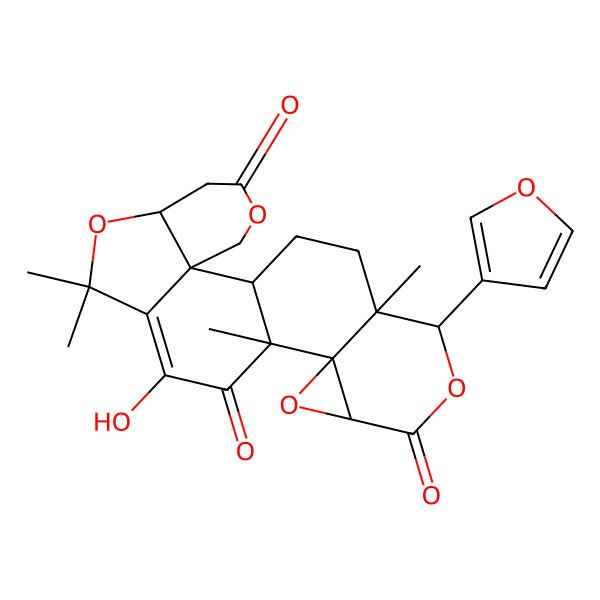 2D Structure of (1S,2R,7S,13R,14S,16R,19R,20R)-19-(furan-3-yl)-11-hydroxy-9,9,13,20-tetramethyl-4,8,15,18-tetraoxahexacyclo[11.9.0.02,7.02,10.014,16.014,20]docos-10-ene-5,12,17-trione