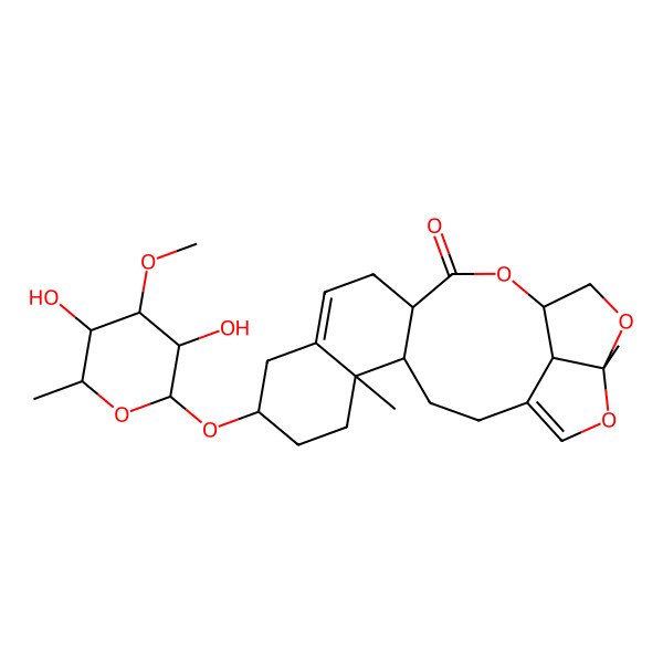 2D Structure of (4S,5R,8S,13S,16S,19R,22R)-8-[(2R,3R,4S,5R,6R)-3,5-dihydroxy-4-methoxy-6-methyloxan-2-yl]oxy-5,19-dimethyl-15,18,20-trioxapentacyclo[14.5.1.04,13.05,10.019,22]docosa-1(21),10-dien-14-one