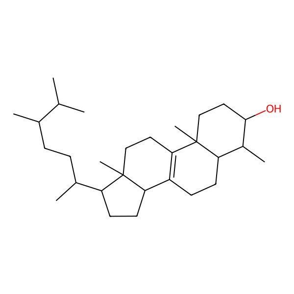 2D Structure of 4alpha,24-Dimethyl-5alpha-cholest-8(9)-en-3beta-ol
