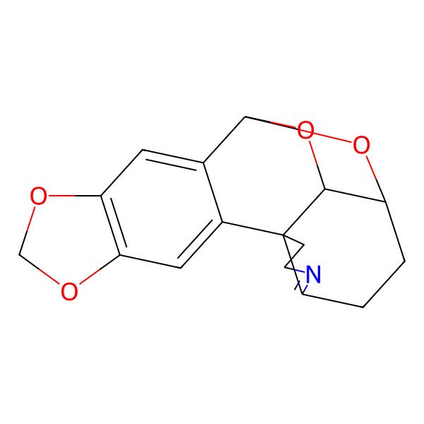 2D Structure of (11S,18R,19S)-5,7,20,21-tetraoxa-14-azahexacyclo[16.2.1.02,10.04,8.011,15.011,19]henicosa-2,4(8),9,14-tetraene