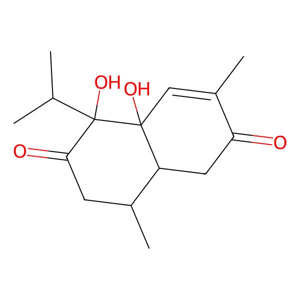 2D Structure of (4aR,5S,8S,8aR)-4a,5-dihydroxy-3,8-dimethyl-5-propan-2-yl-1,7,8,8a-tetrahydronaphthalene-2,6-dione