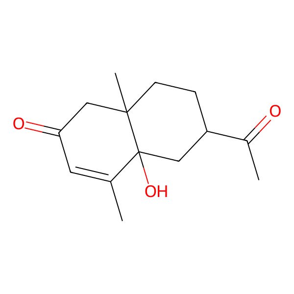 2D Structure of (4aR,6S,8aS)-6-acetyl-4a-hydroxy-4,8a-dimethyl-5,6,7,8-tetrahydro-1H-naphthalen-2-one