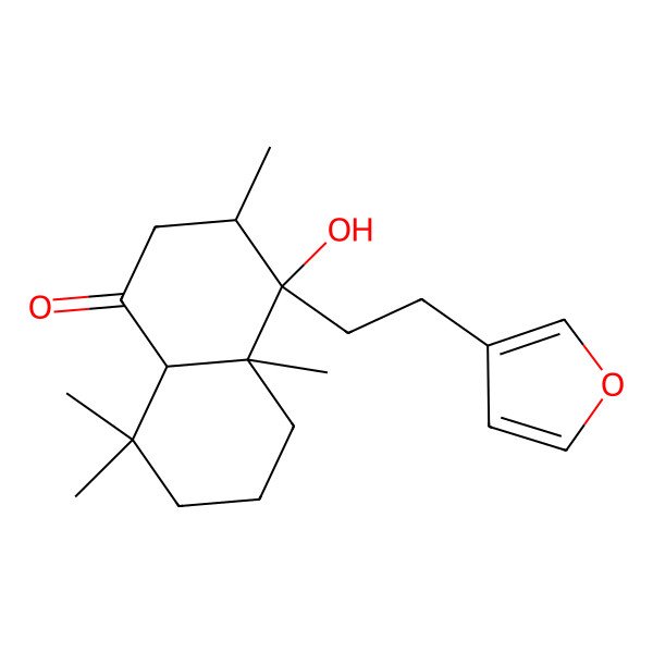2D Structure of (4aS)-4-[2-(furan-3-yl)ethyl]-4-hydroxy-3,4a,8,8-tetramethyl-2,3,5,6,7,8a-hexahydronaphthalen-1-one
