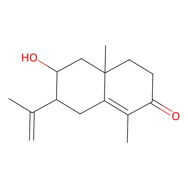 2D Structure of (4aS,7R)-6-hydroxy-1,4a-dimethyl-7-prop-1-en-2-yl-3,4,5,6,7,8-hexahydronaphthalen-2-one