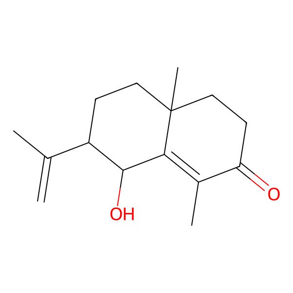 2D Structure of (4aS,7S,8R)-8-hydroxy-1,4a-dimethyl-7-prop-1-en-2-yl-3,4,5,6,7,8-hexahydronaphthalen-2-one