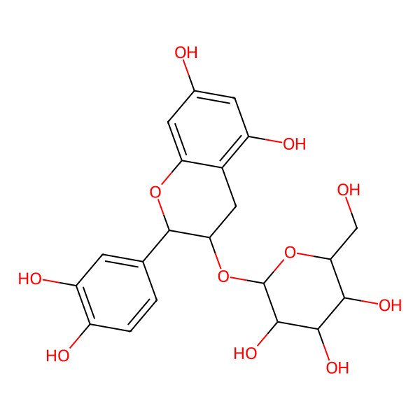 2D Structure of (2R,3R)-2-(3,4-Dihydroxyphenyl)-3,4-dihydro-5,7-dihydroxy-2H-1-benzopyran-3-yl beta-D-glucopyranoside