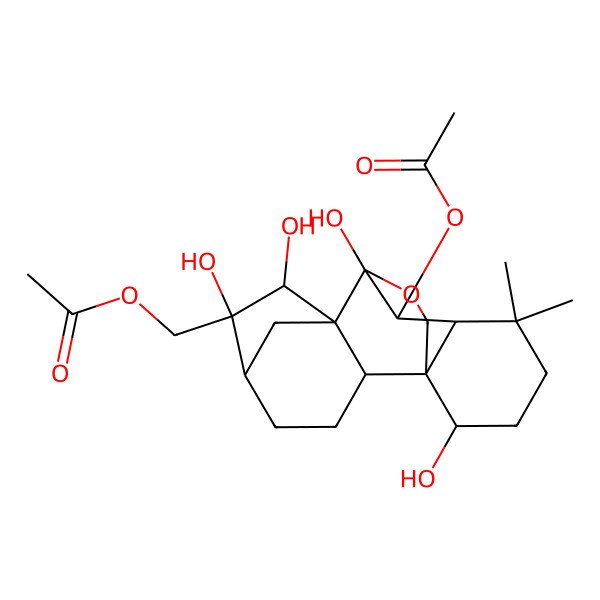 2D Structure of [(1S,2S,5R,6S,7S,8S,10S,11R,15R)-10-acetyloxy-6,7,9,15-tetrahydroxy-12,12-dimethyl-17-oxapentacyclo[7.6.2.15,8.01,11.02,8]octadecan-6-yl]methyl acetate