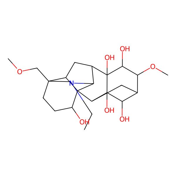 2D Structure of (1R,2S,3S,4S,5S,6R,7S,8R,9S,10R,13S,16S,17R)-11-ethyl-6-methoxy-13-(methoxymethyl)-11-azahexacyclo[7.7.2.12,5.01,10.03,8.013,17]nonadecane-3,4,7,8,16-pentol